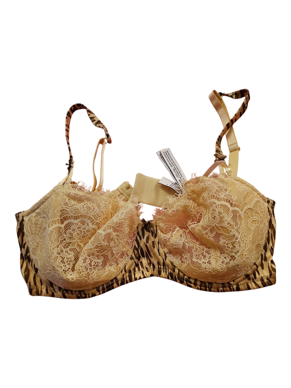 Victoria's Secret Beige Lace Bra with Leopard Trim